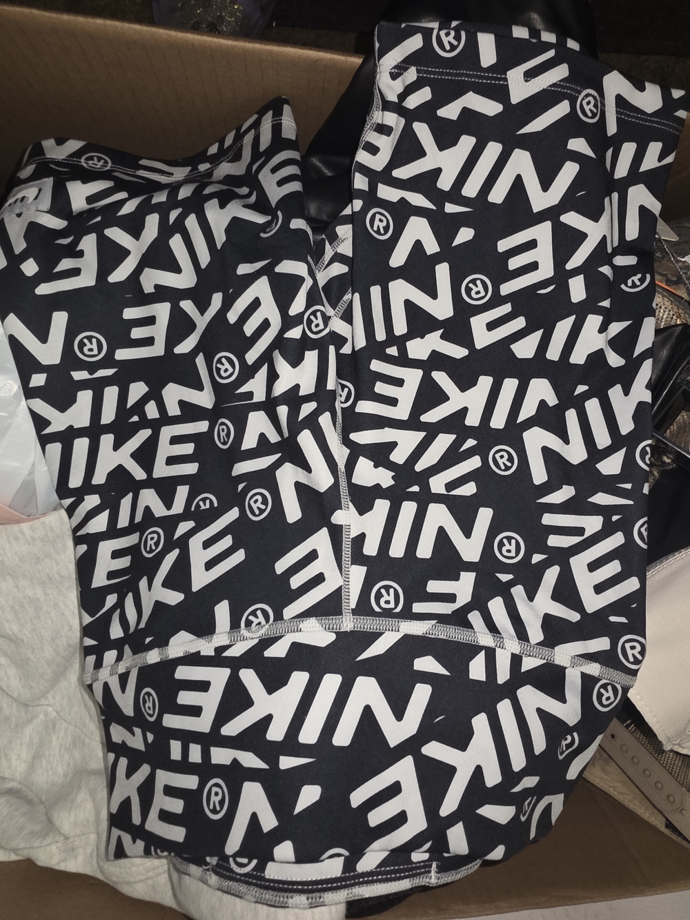 Nike Black & White Logo Biker Athletic Shorts